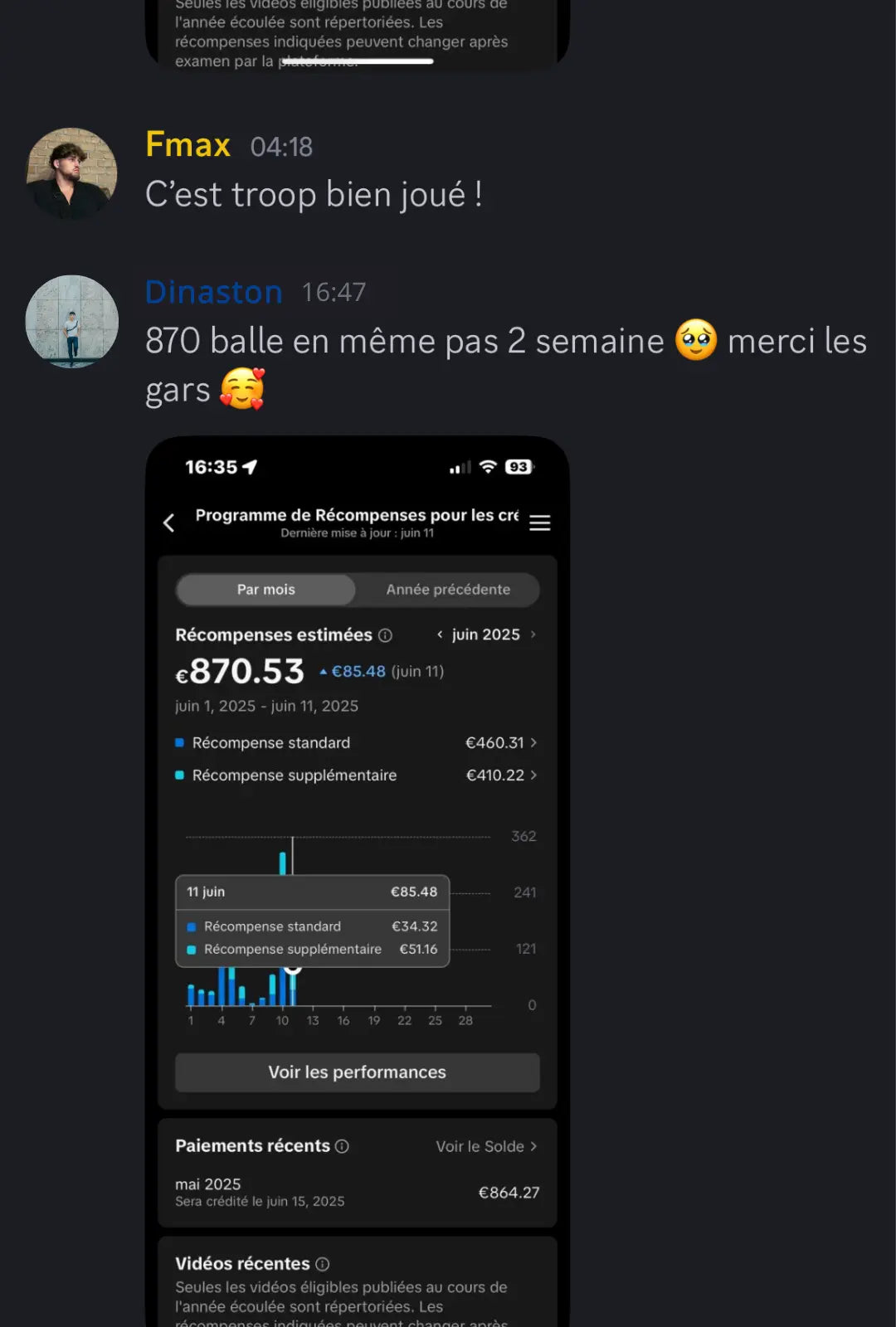 Victoire partagée dans le Discord du Club — capture 5