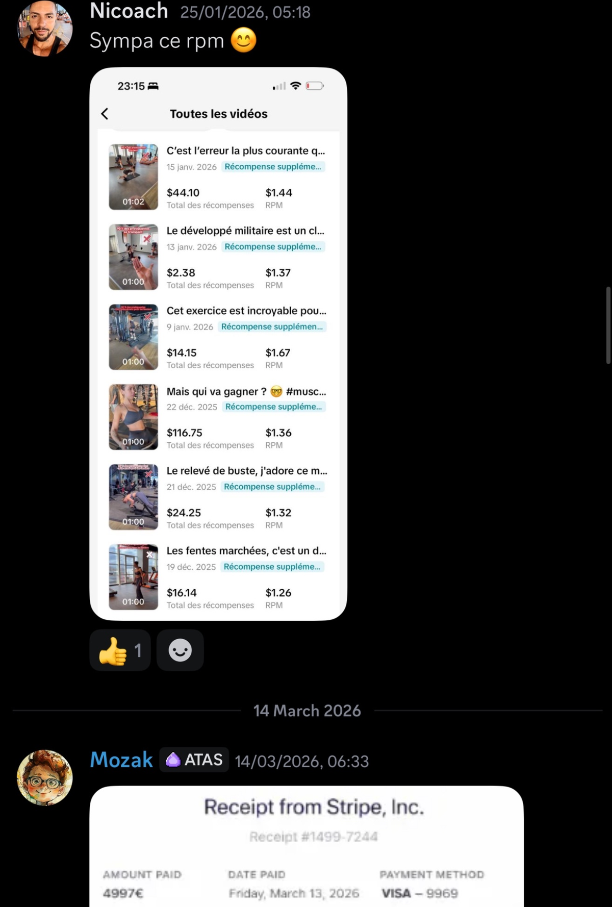 Victoire partagée dans le Discord du Club — capture 29