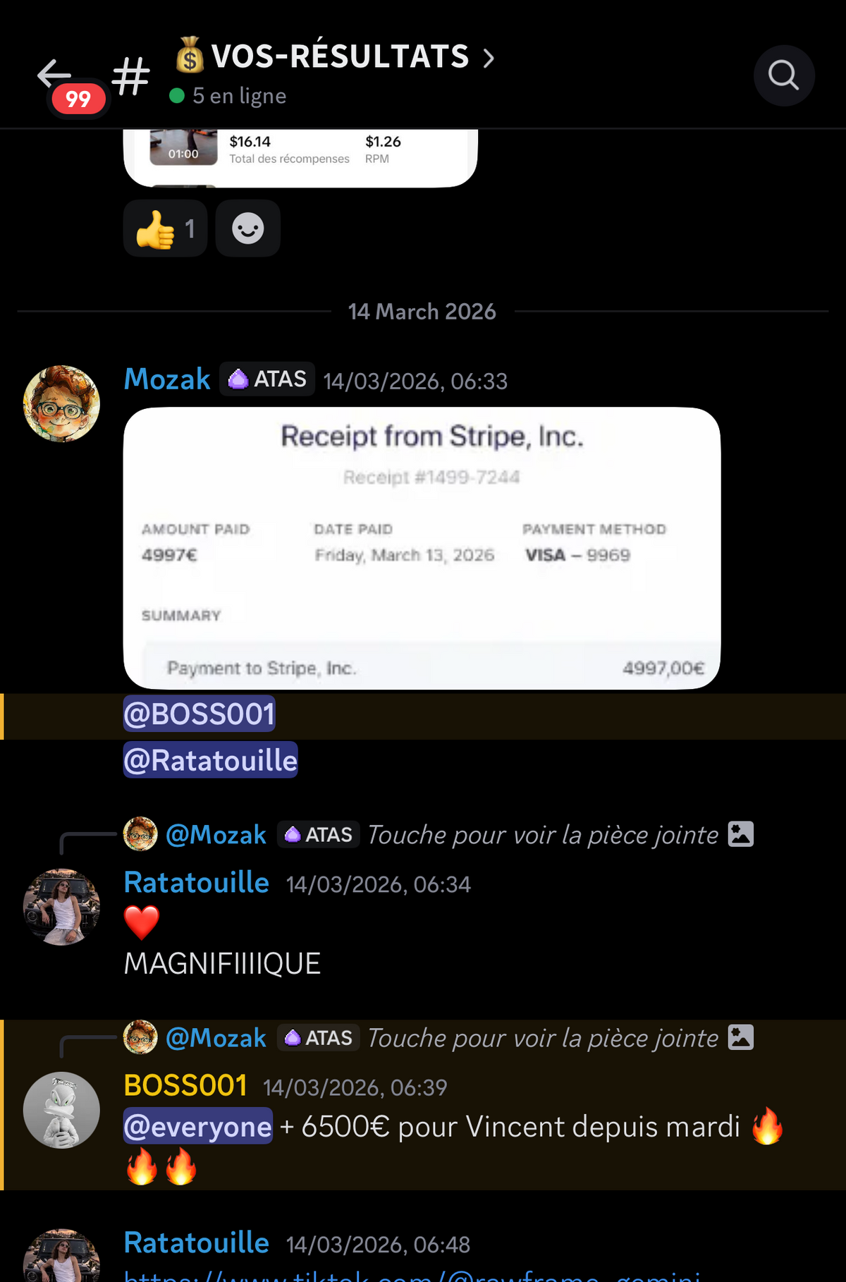 Victoire partagée dans le Discord du Club — capture 16