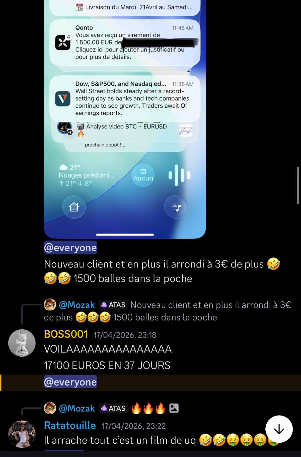 Victoire partagée dans le Discord du Club — capture 19